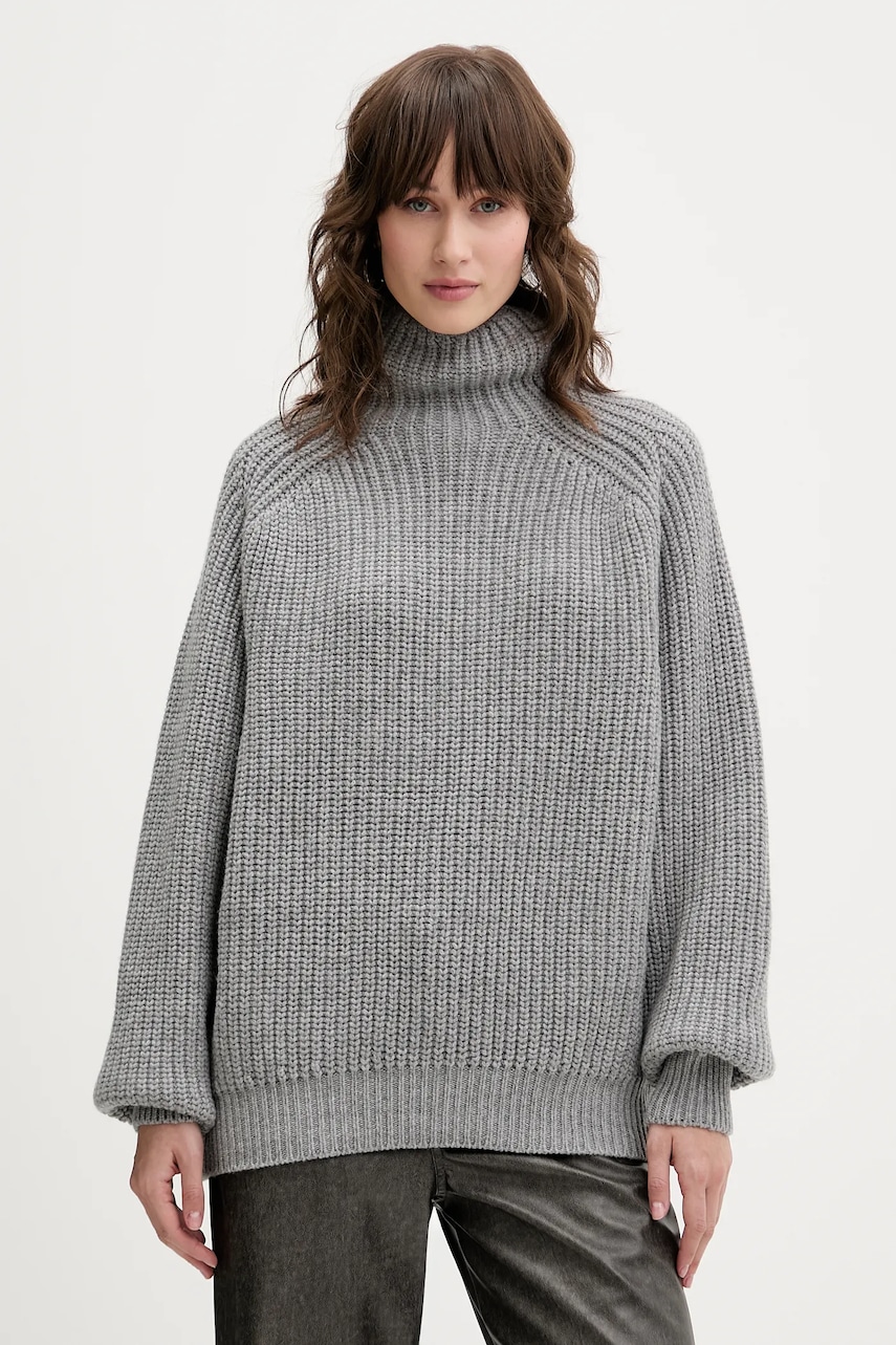 La Mania pulover de lână ONDA culoarea gri, călduros, cu turtleneck, ONDA