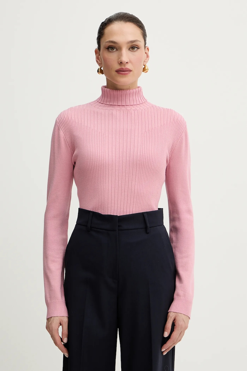 Morgan pulover din amestec de lână culoarea roz, MENTOL