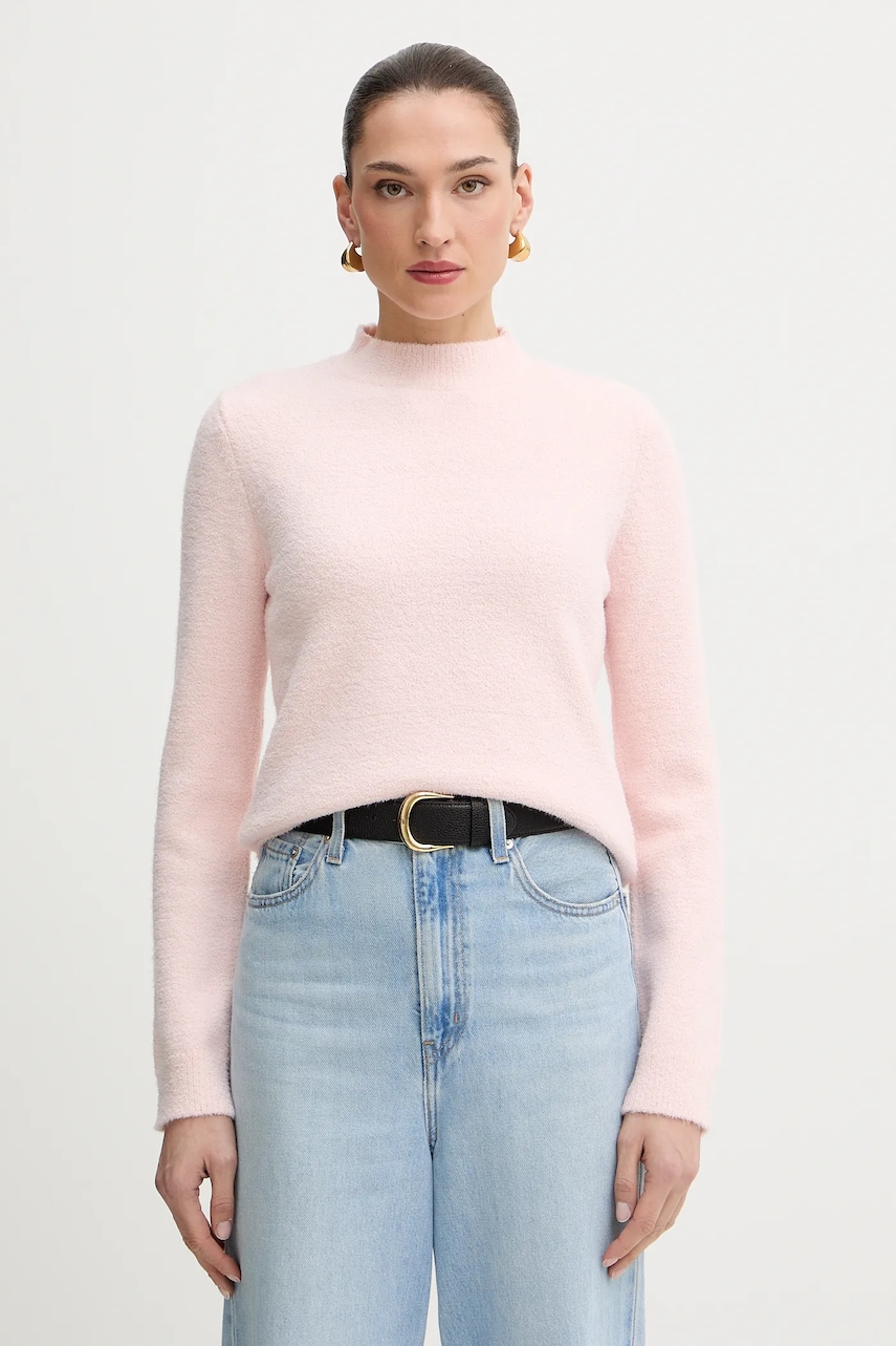 Morgan pulover culoarea roz, cu turtleneck, MIRO