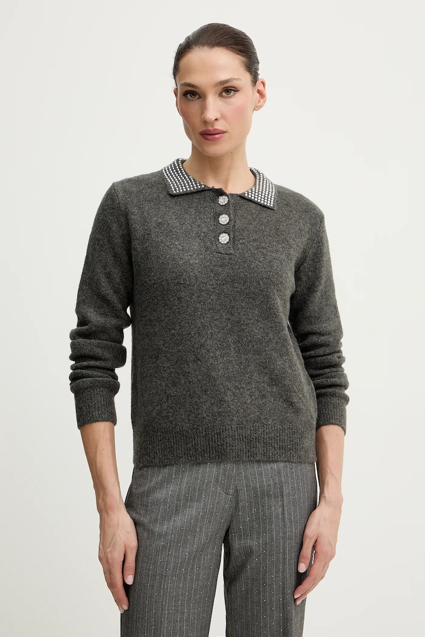 Morgan pulover din amestec de lână culoarea gri, MSOSI