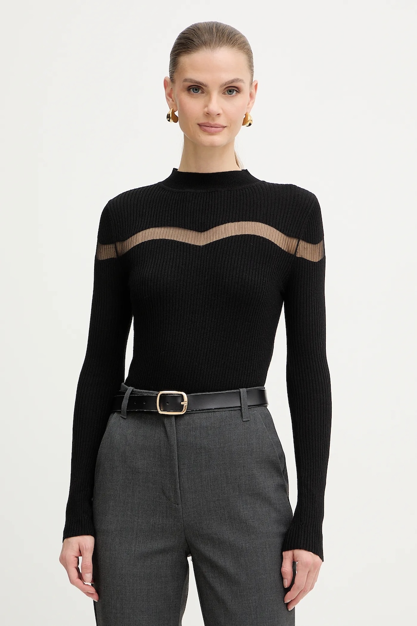 Morgan pulover din amestec de lână culoarea negru, light, cu turtleneck, MVAL