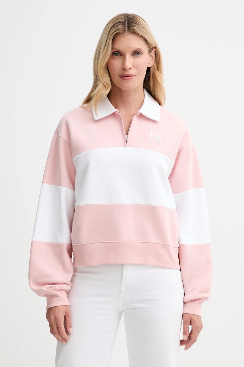 Levi\'s hanorac de bumbac culoarea roz, cu imprimeu, 003QM