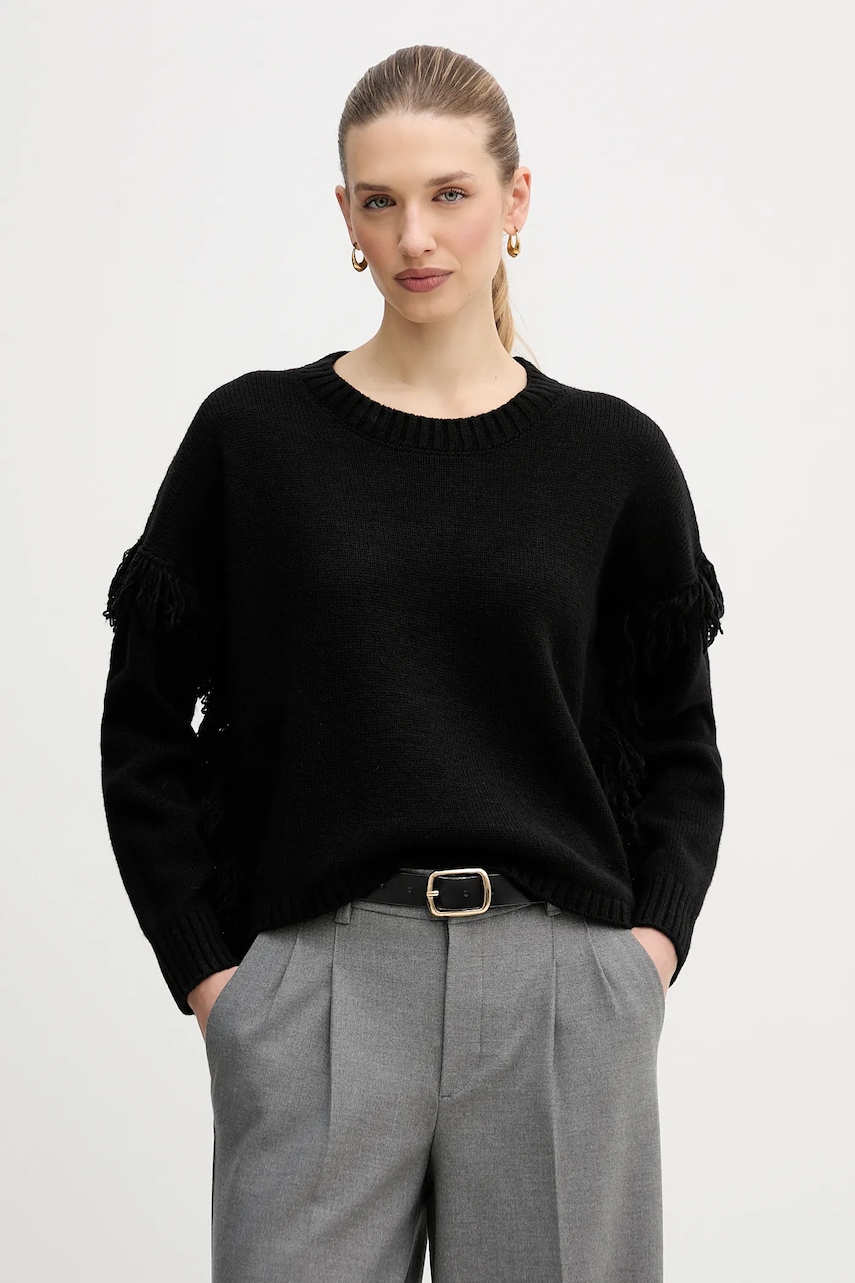 United Colors of Benetton pulover din amestec de lână culoarea negru, 191VD10EZ