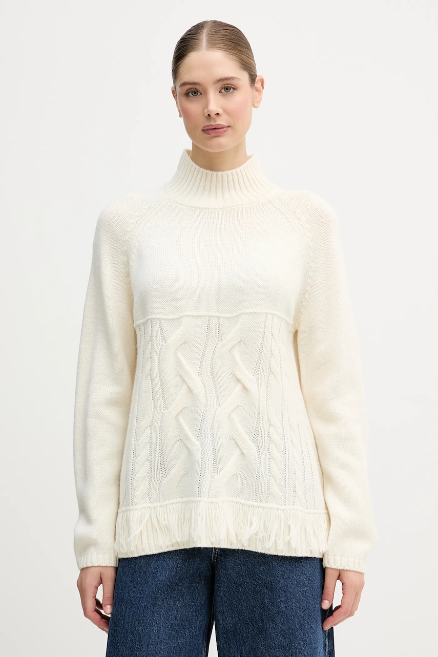 United Colors of Benetton pulover din amestec de lână culoarea bej, cu turtleneck, 191VD204A