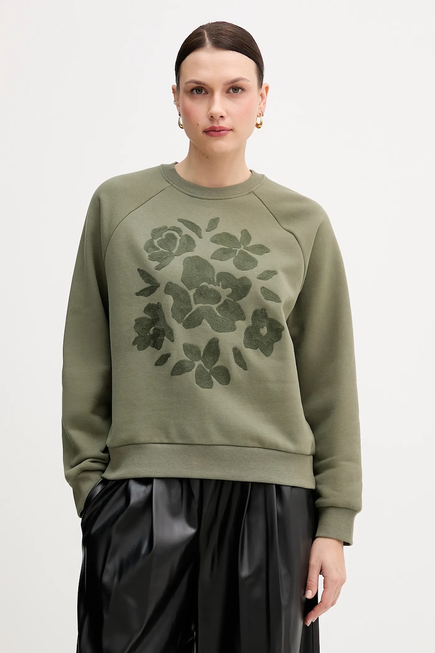 United Colors of Benetton bluză culoarea verde, cu imprimeu, 3MTZD10B6