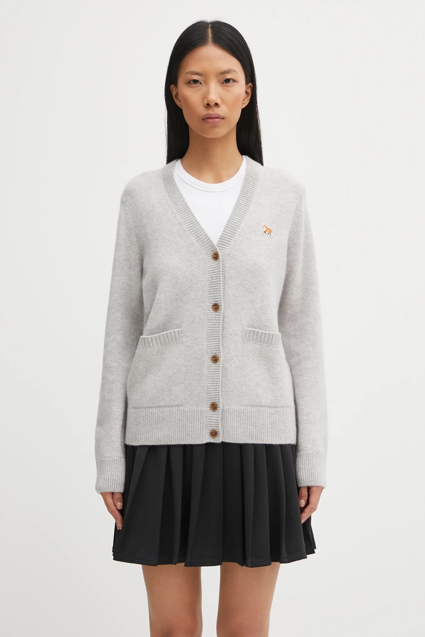 Maison Kitsuné cardigan din lână Baby Fox Lambswool Boxy