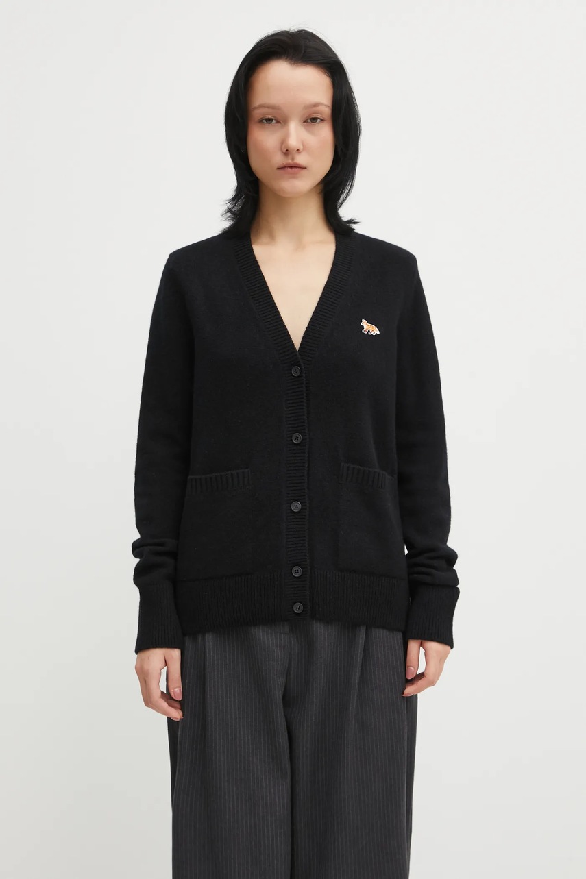 Maison Kitsuné kardigan wełniany Baby Fox Lambswool Boxy