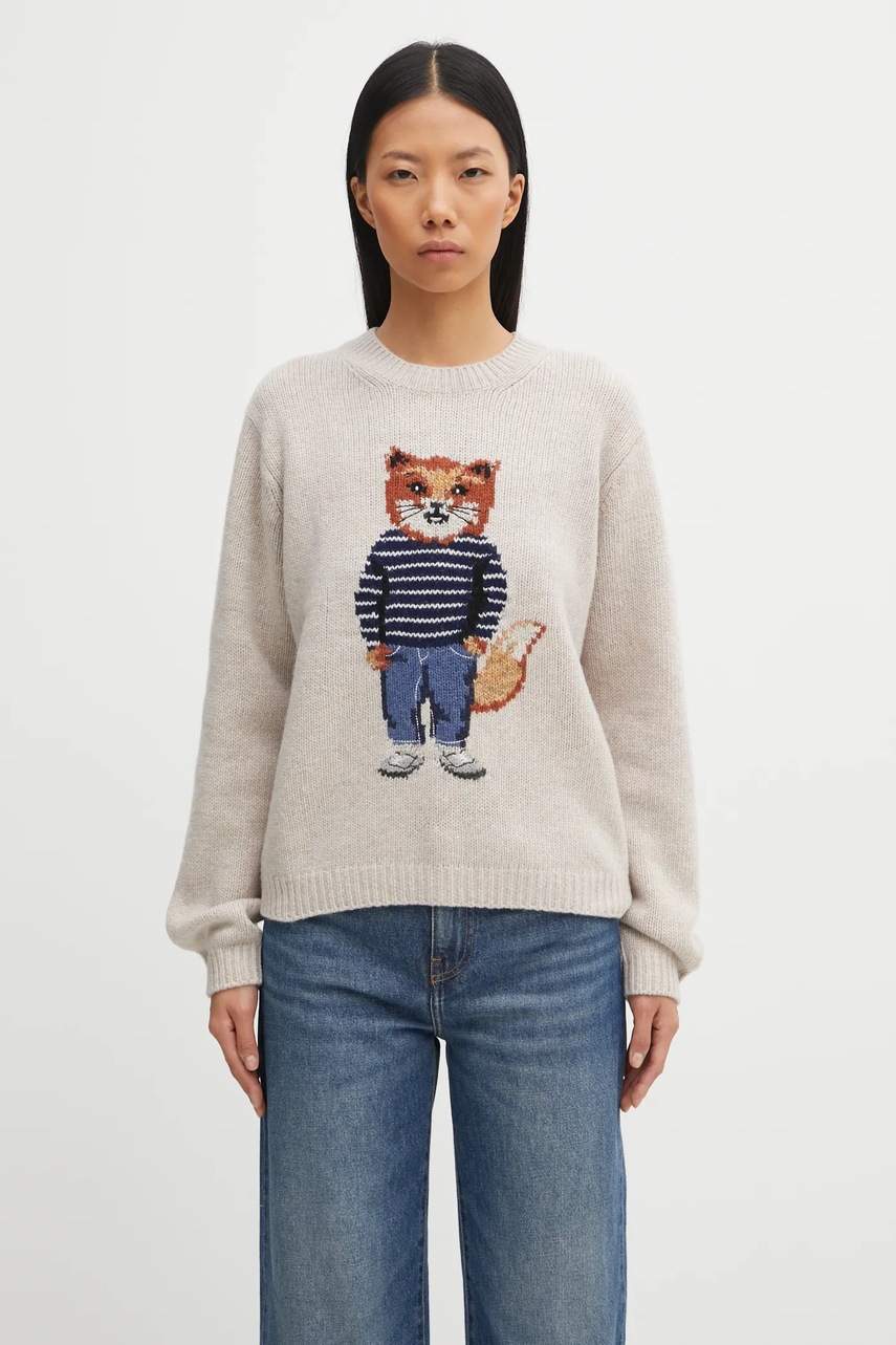Maison Kitsuné  pulover din amestec de lână Dressed Fox Intarsia Wool