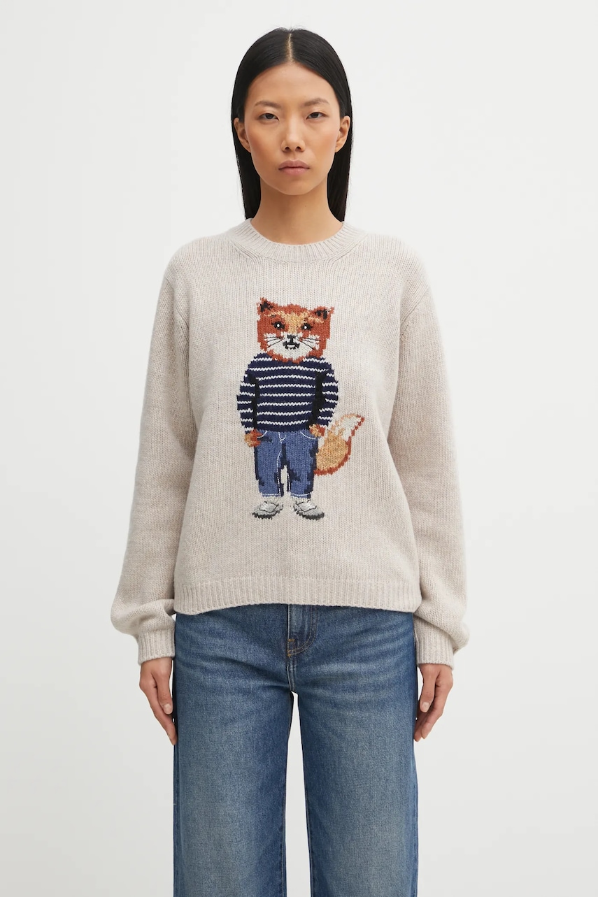 Maison Kitsuné sweter z domieszką wełny Dressed Fox Intarsia Wool