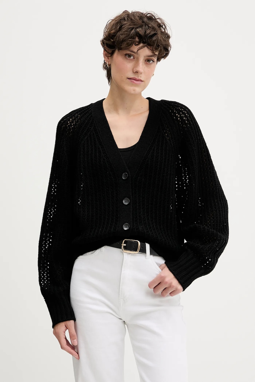 Sisley cardigan din amestec de lână culoarea negru, 1WBZL602U