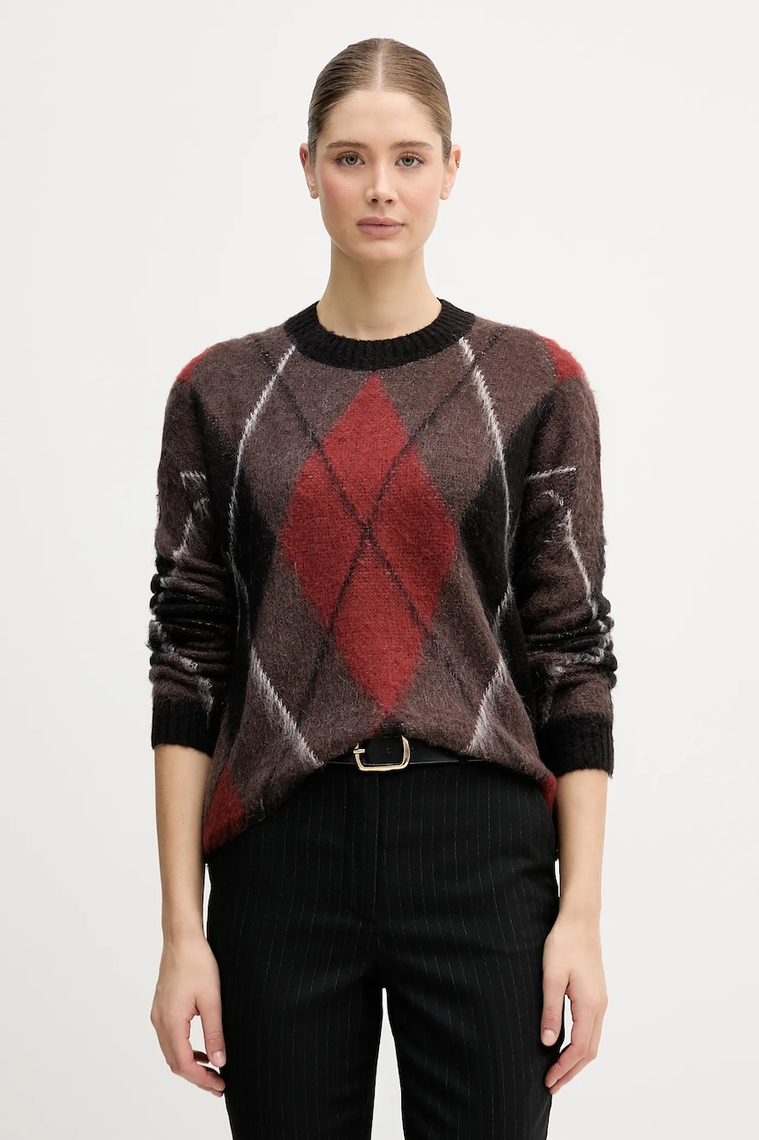 Sisley pulover din amestec de mohair culoarea maro, light, 1TQ1L106Z