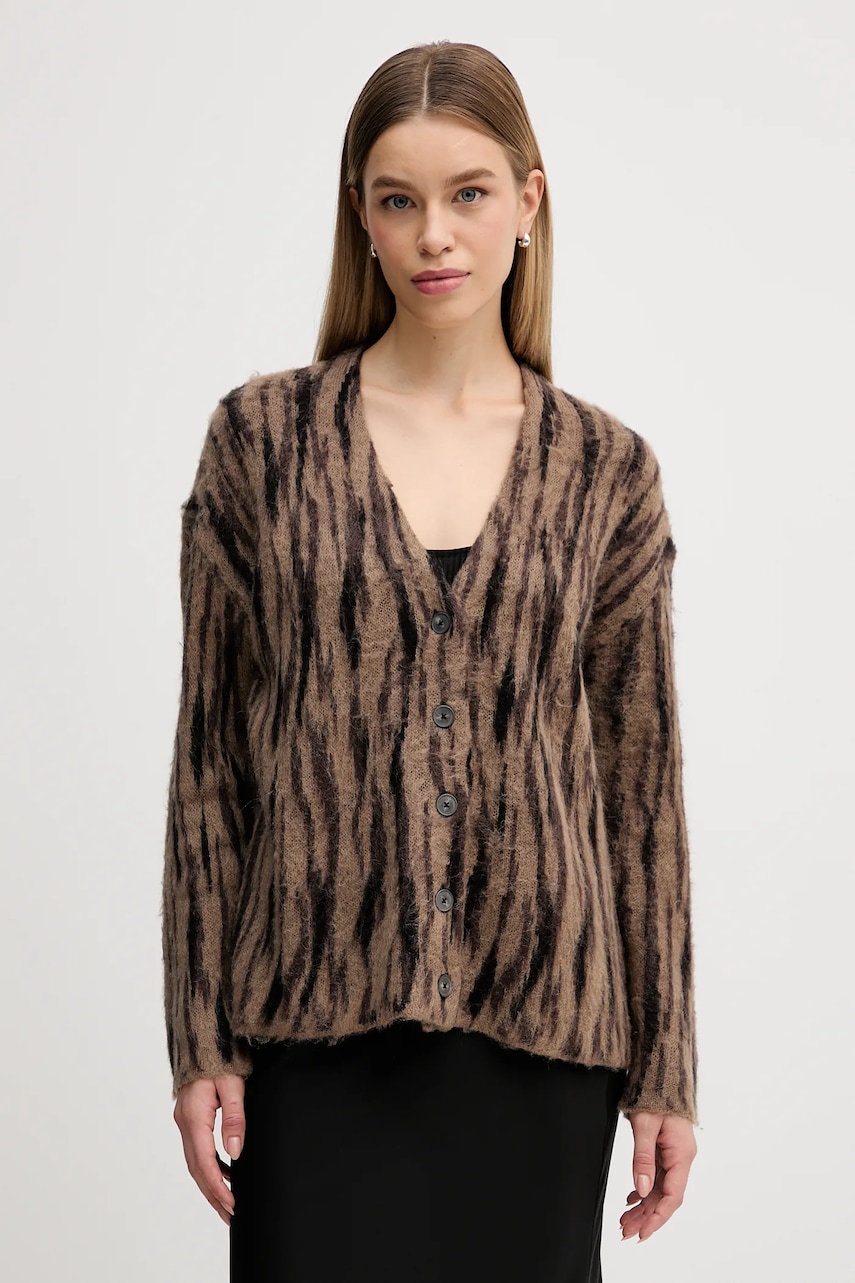 Sisley cardigan cu mohair culoarea maro, 1TQIL602Y