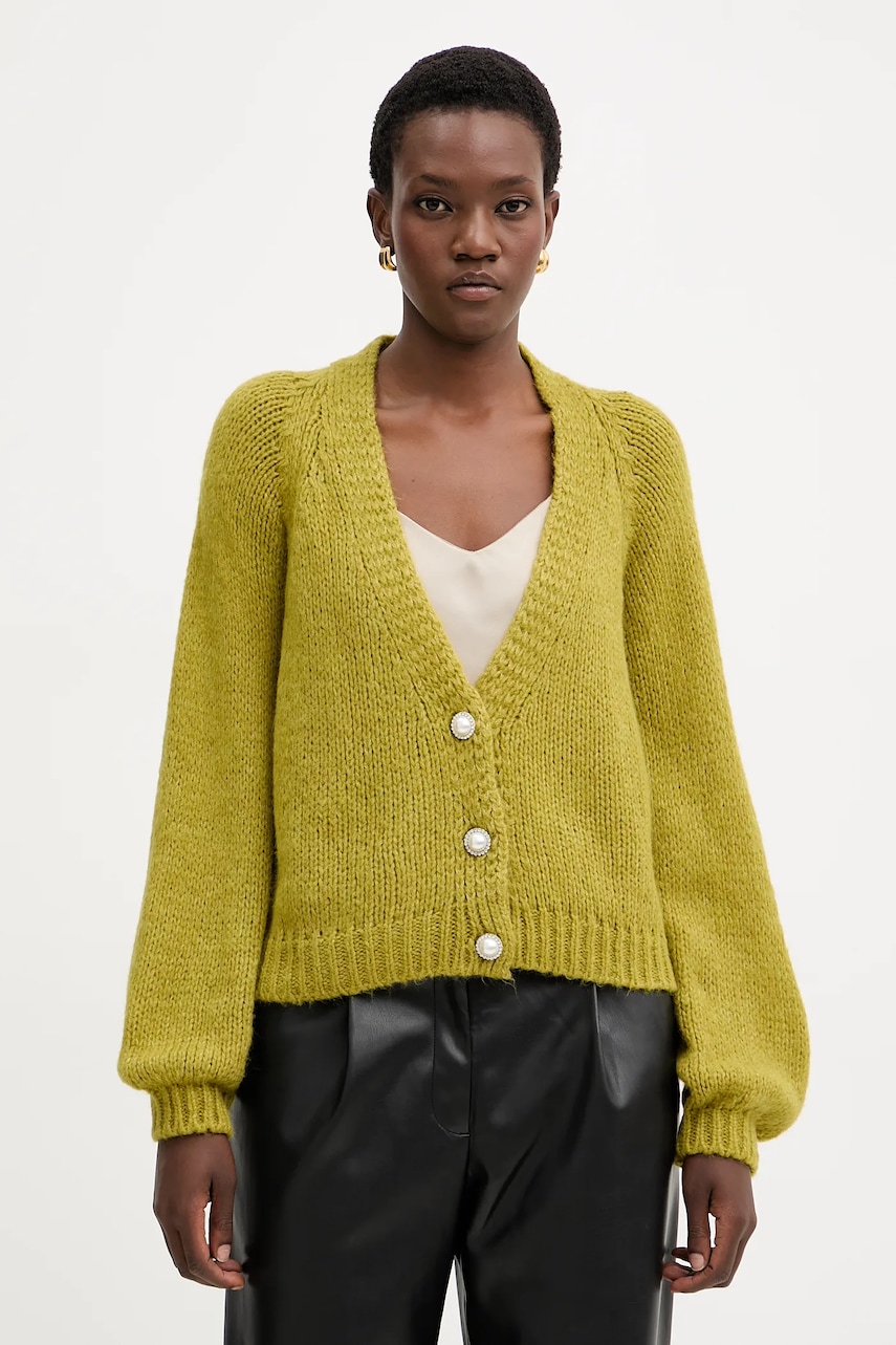 Haveone cardigan din amestec de lână culoarea verde, light, JIT-P021