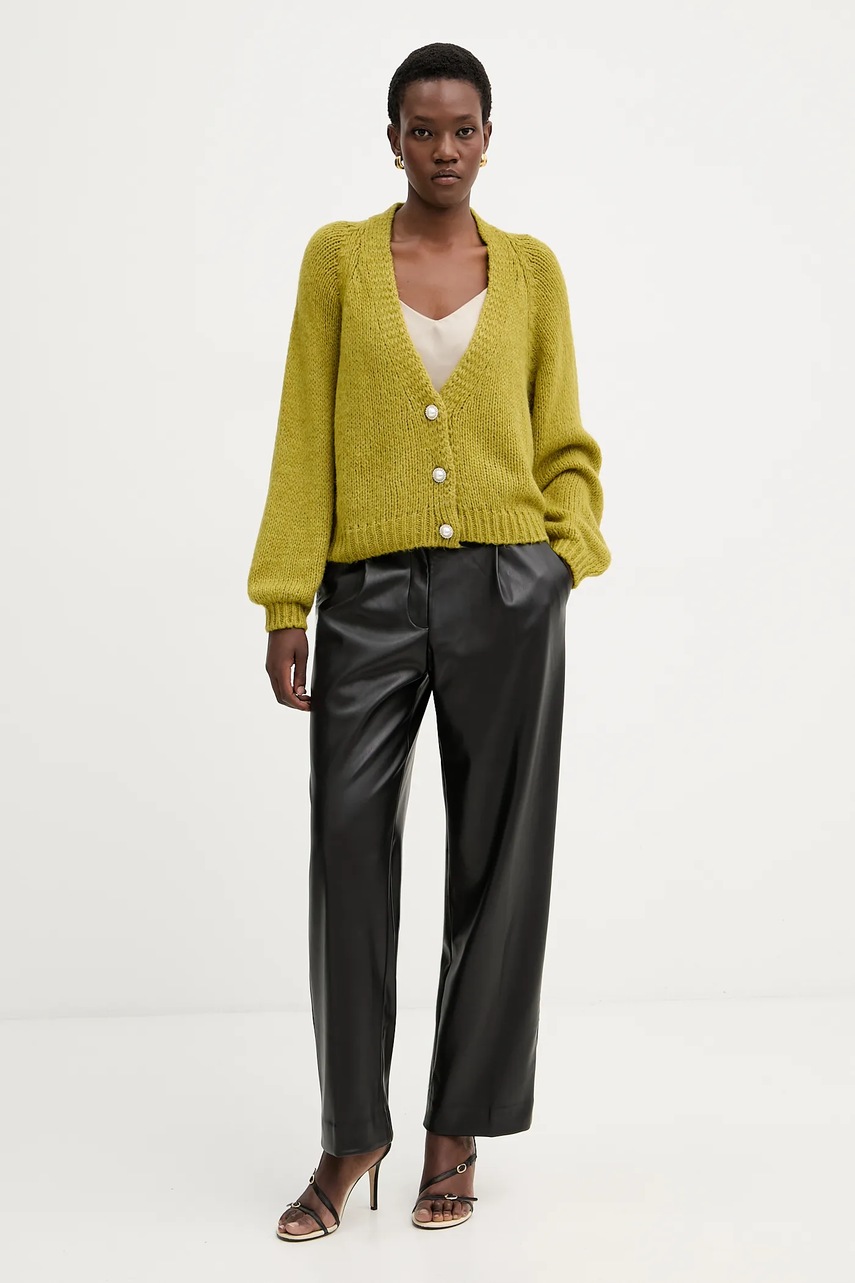 Ζακέτα από μίγμα μαλλιού Haveone γυναικεία, χρώμα: πράσινο, JIT-P021 φωτογραφία