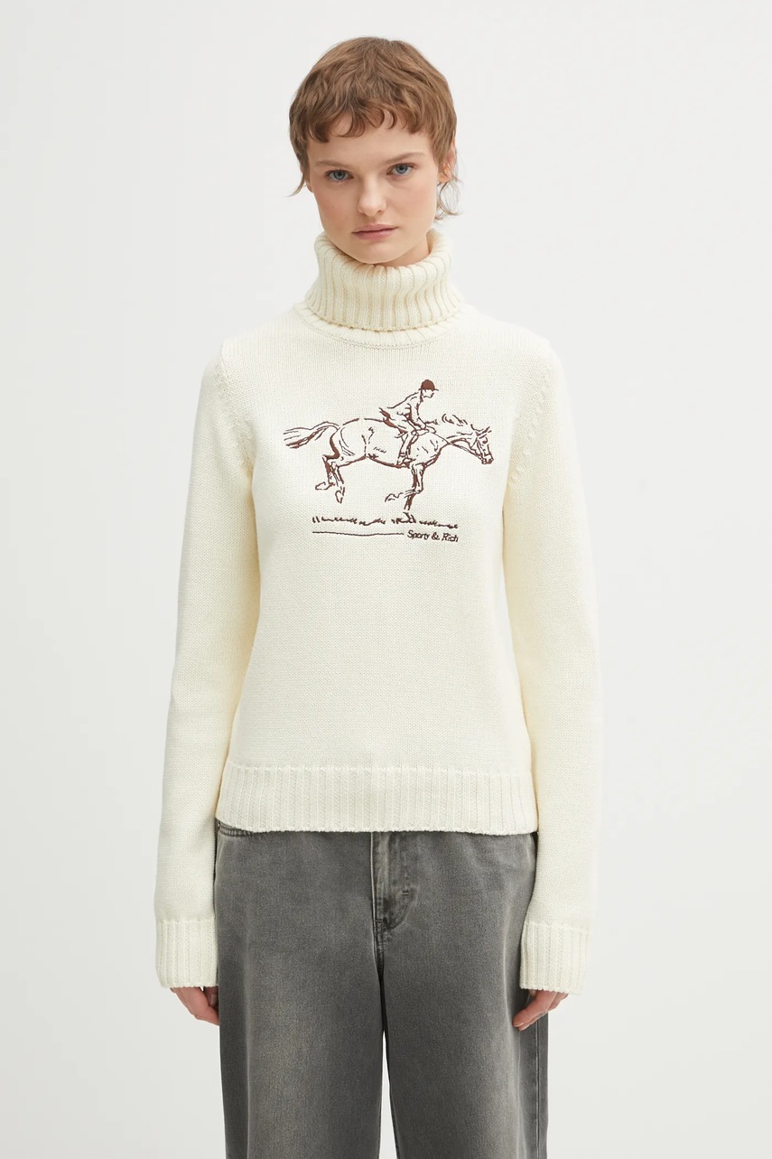 Sporty & Rich pulover de bumbac Horse Knitted