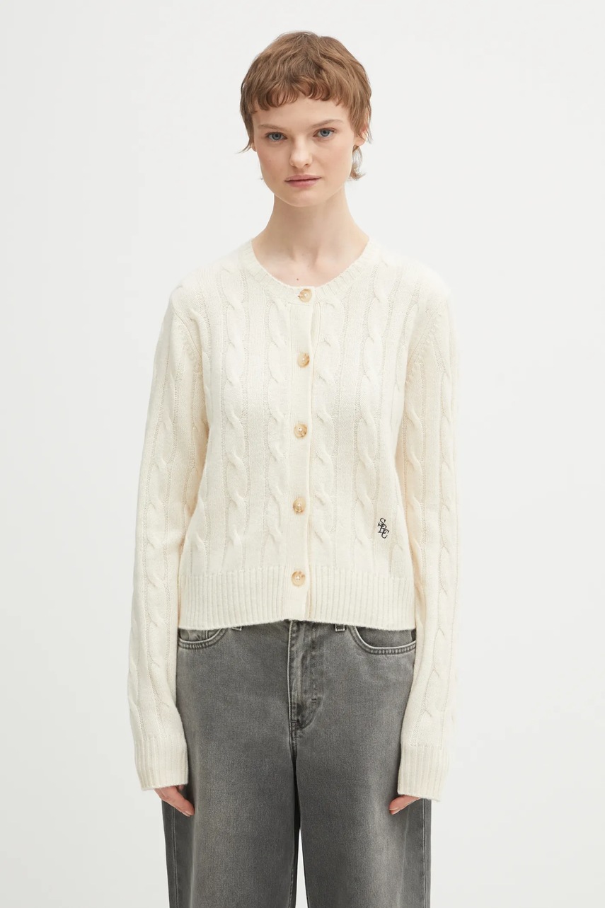 Sporty & Rich cardigan din lana SRC Cableknit Cashmere