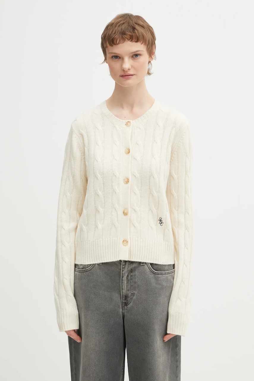 Sporty & Rich kardigan wełniany SRC Cableknit Cashmere