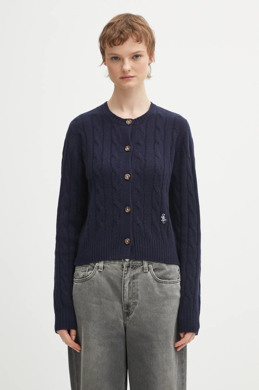 Sporty & Rich cardigan din lana SRC Cableknit Cashmere