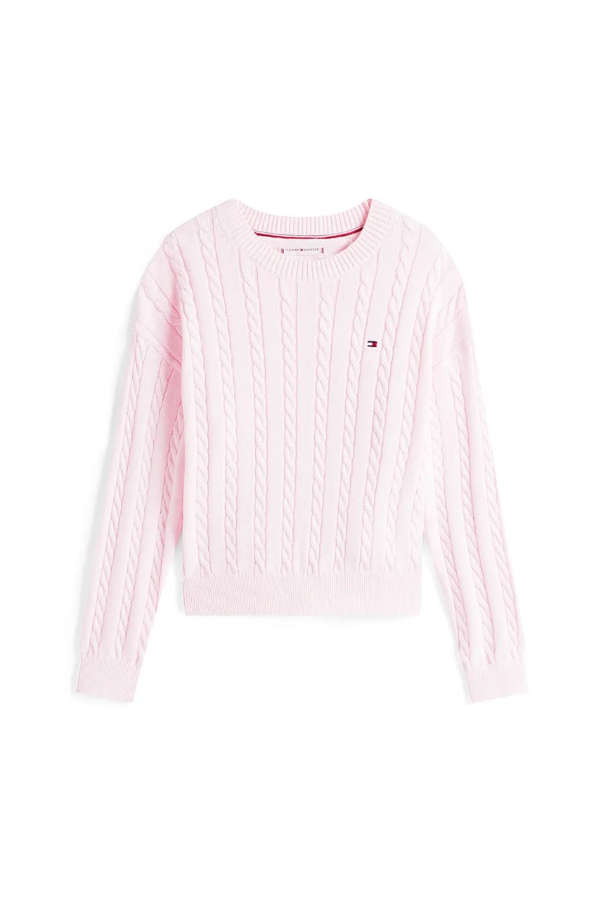 Детский хлопковый свитер Tommy Hilfiger цвет розовый KG0KG08547