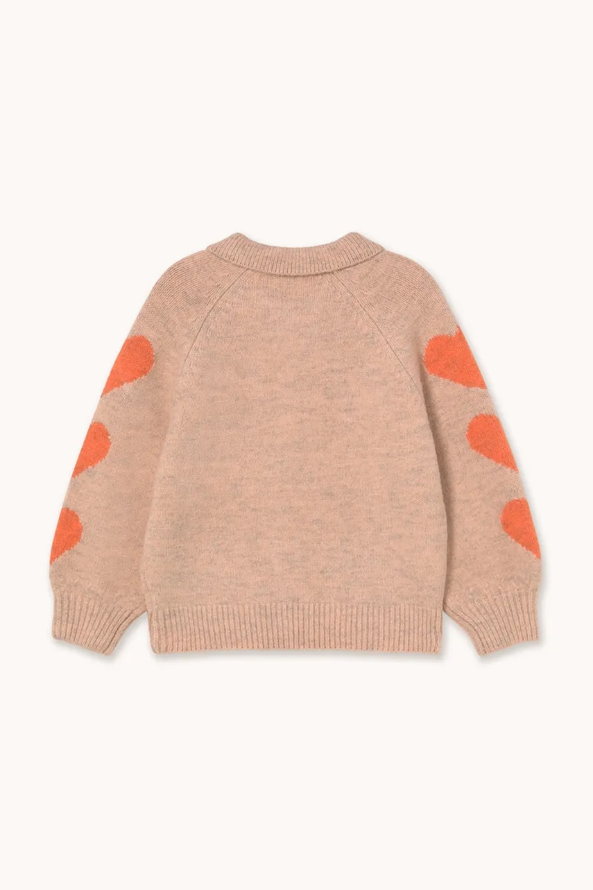 Детский кардиган Tinycottons HEARTS CARDIGAN цвет бежевый AW25-124 Детский кардиган Tinycottons HEARTS CARDIGAN цвет бежевый AW25-124