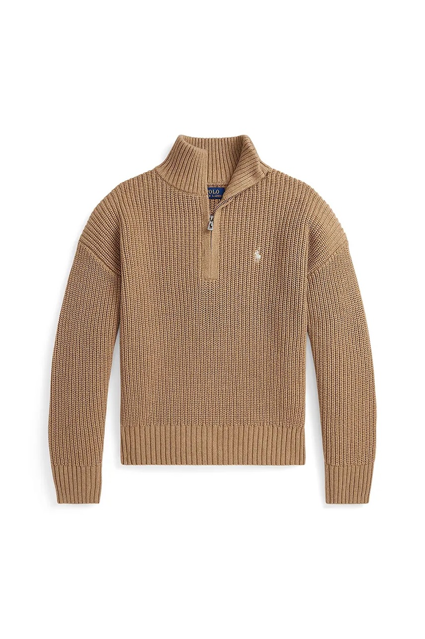 Levně Dětský bavlněný svetr Polo Ralph Lauren hnědá barva, 313978868001