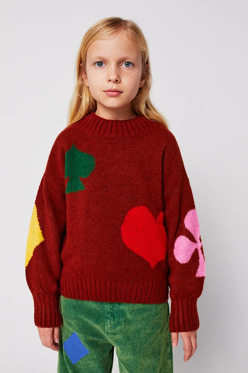Bobo Choses pulover pentru copii din amestec de lână Bobo Joker culoarea bordo, 225AC112