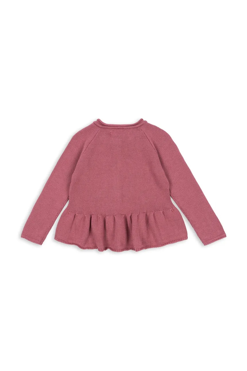 Детский хлопковый кардиган Konges Sløjd CABBY FRILL CARDIGAN GOTS цвет розовый KS103737 Детский хлопковый кардиган Konges Sløjd CABBY FRILL CARDIGAN GOTS цвет розовый KS103737