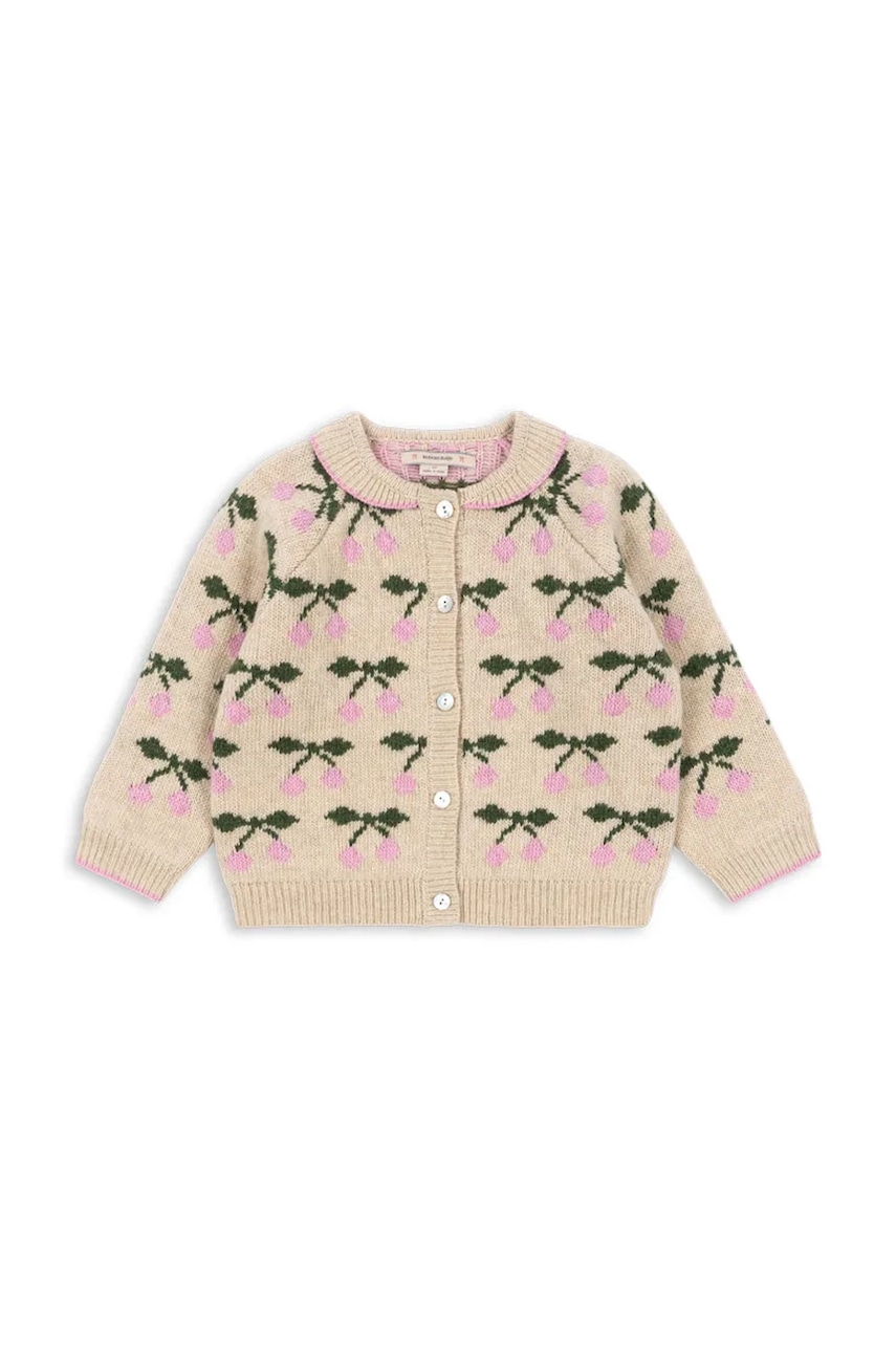 Konges Sløjd cardigan copii BELOU KNIT COLLAR CARDIGAN culoarea bej, KS103712