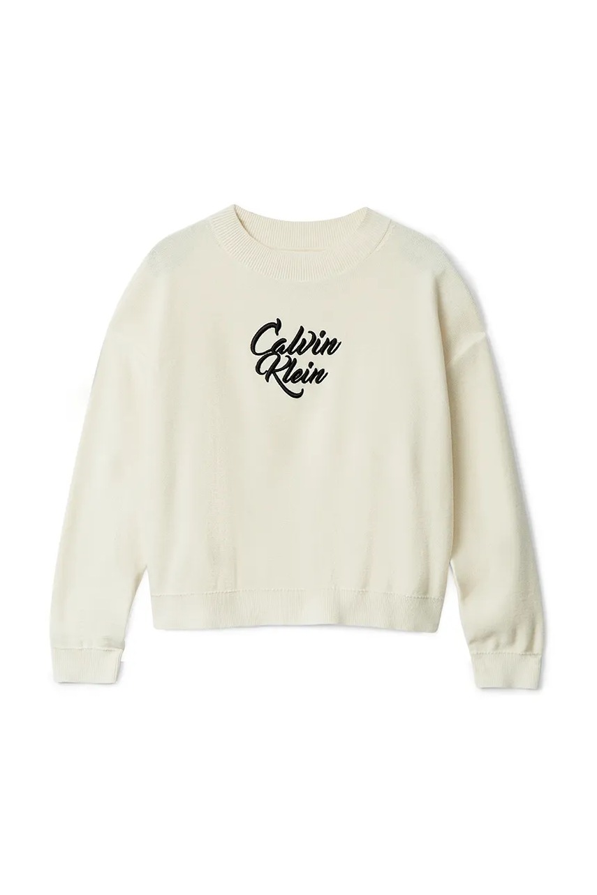 Детский свитер Calvin Klein Jeans цвет бежевый лёгкий IG0IG03026