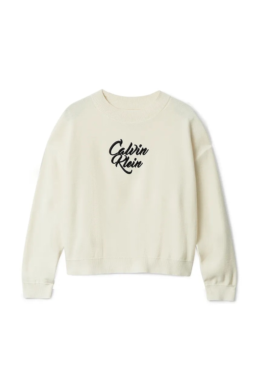 Детский свитер Calvin Klein Jeans цвет бежевый лёгкий IG0IG03026 Детский свитер Calvin Klein Jeans цвет бежевый лёгкий IG0IG03026