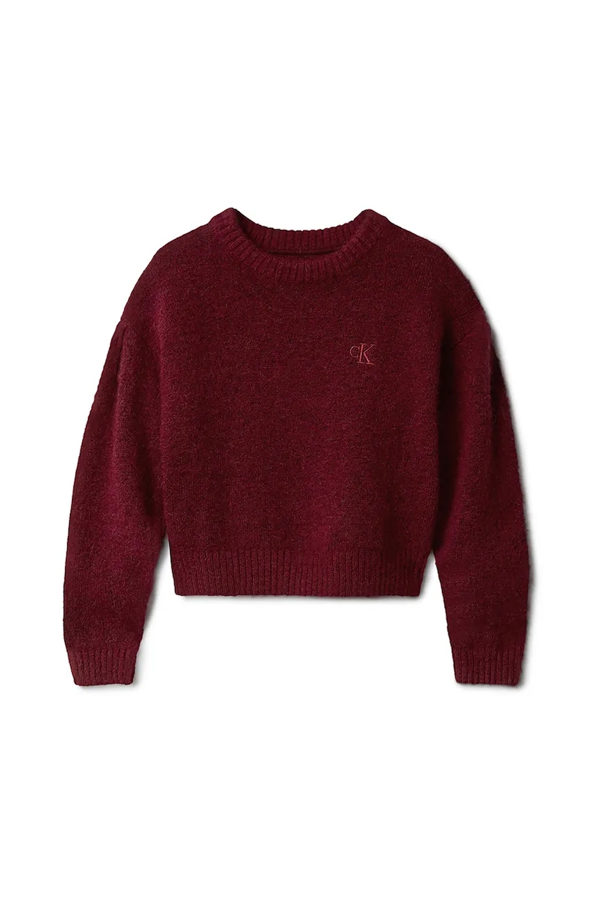Детский свитер с добавлением шерсти Calvin Klein Jeans цвет бордовый IG0IG03048 Детский свитер с добавлением шерсти Calvin Klein Jeans цвет бордовый IG0IG03048