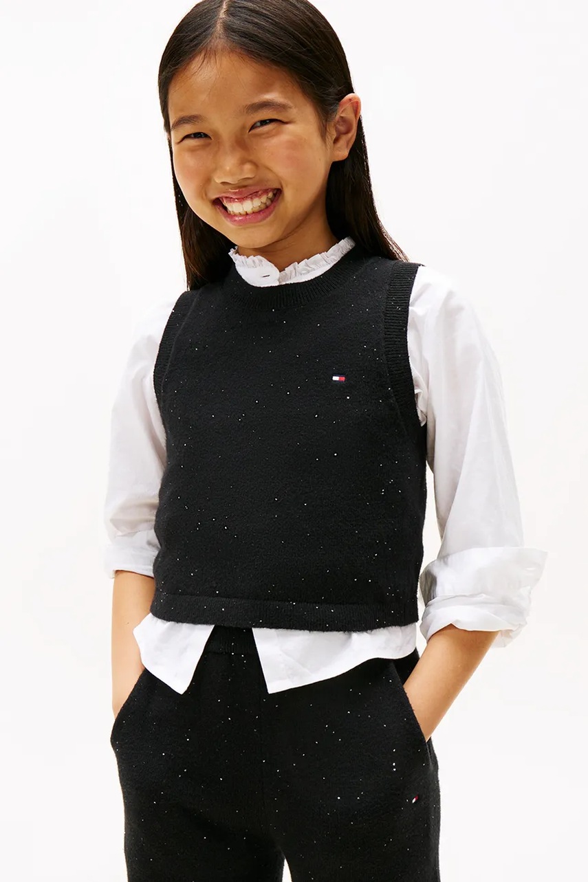 Levně Dětská vesta Tommy Hilfiger černá barva, KG0KG08851