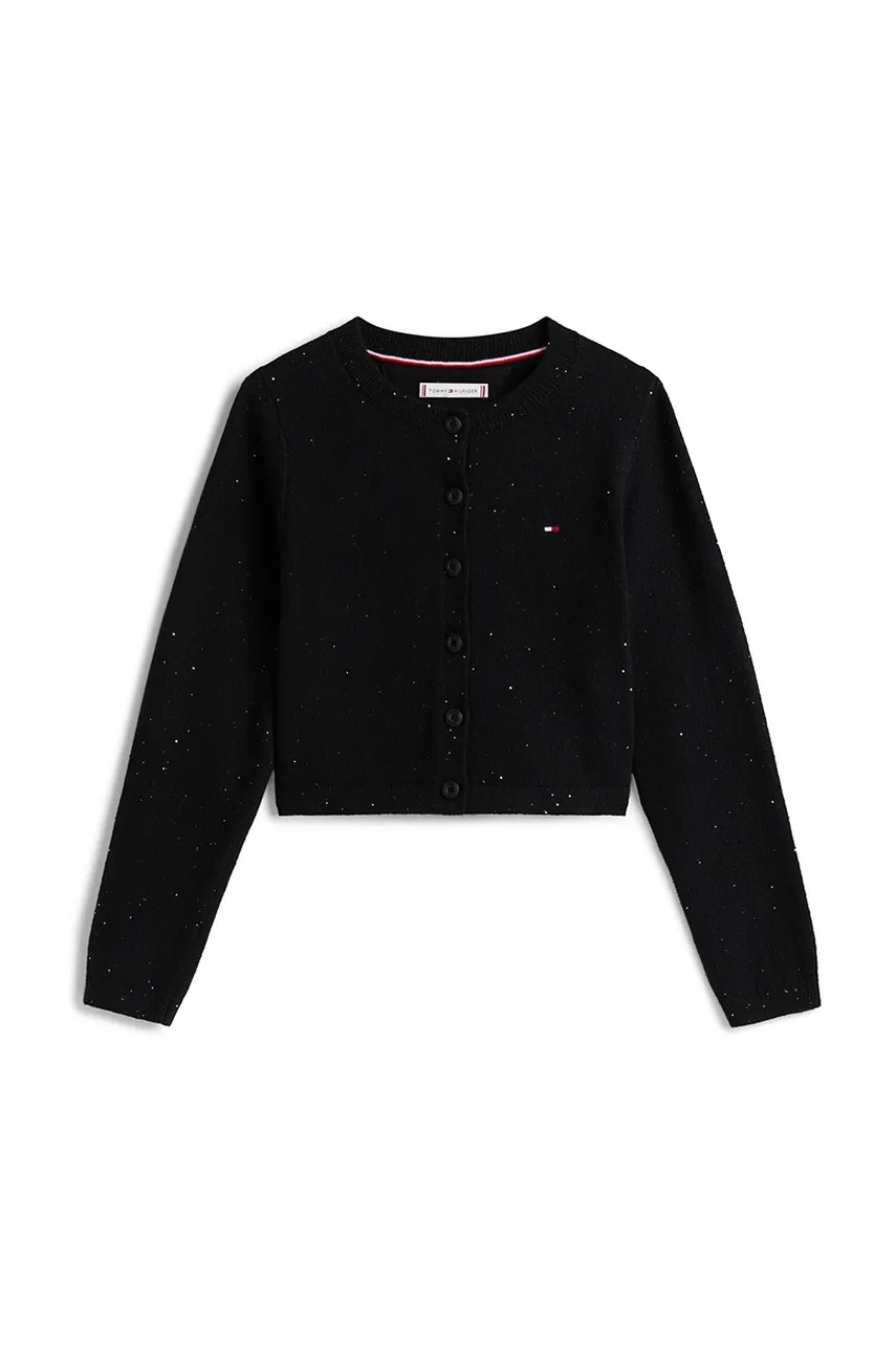 Дитячий кардиган Tommy Hilfiger колір чорний легкий KG0KG08852