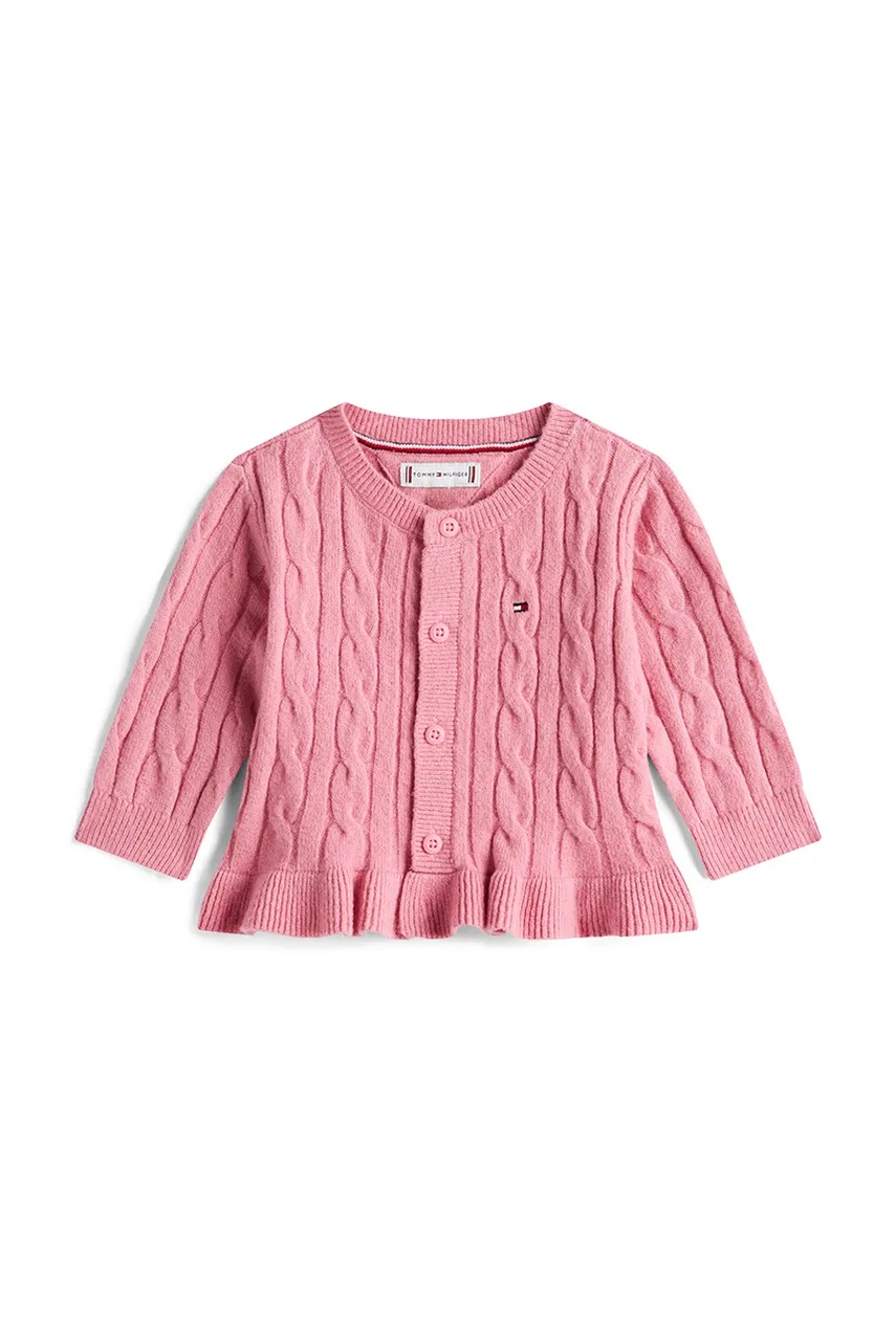 Levně Kojenecký kardigan Tommy Hilfiger růžová barva, KN0KN02110