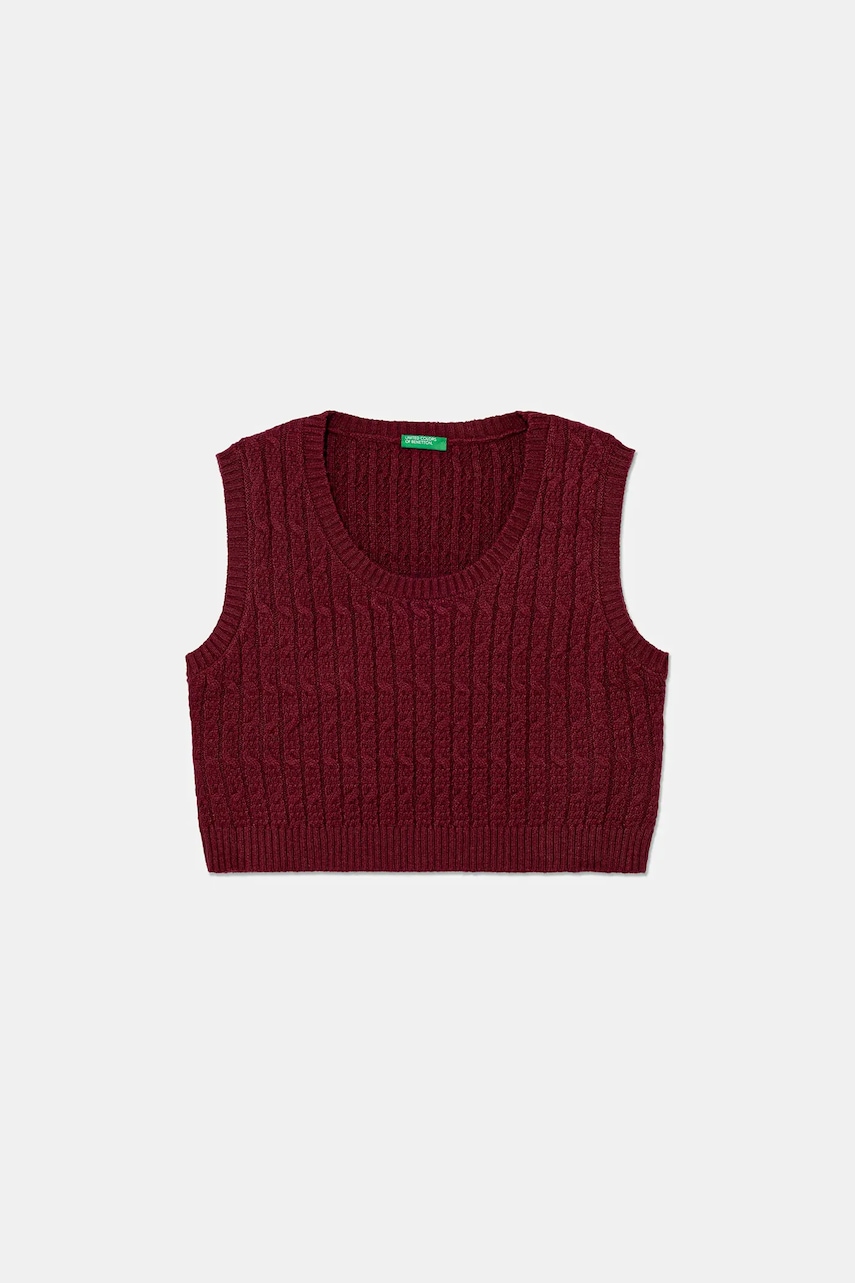 United Colors of Benetton vestă copii culoarea bordo, light, 1D32C108Y