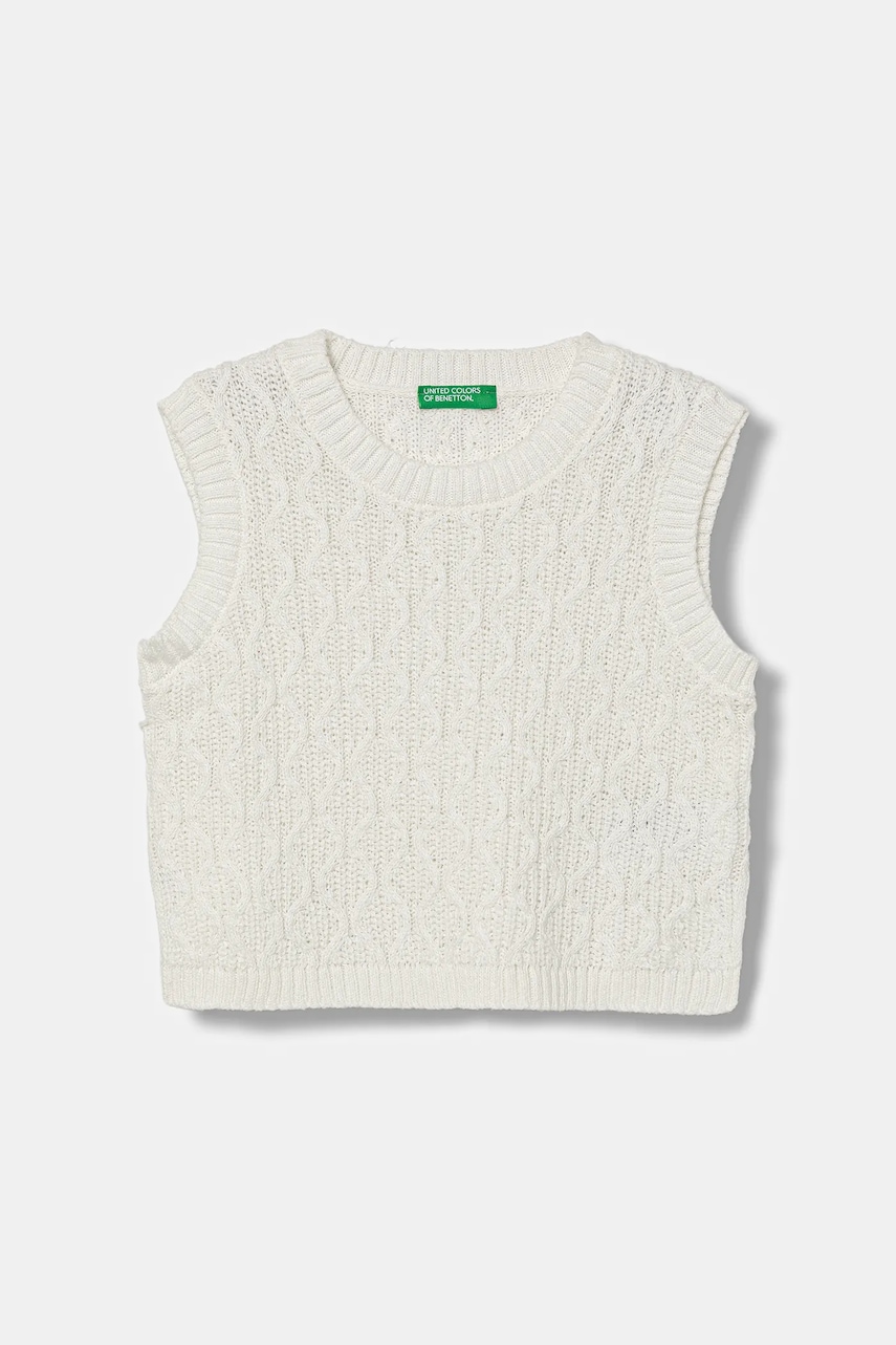 United Colors of Benetton vestă copii culoarea alb, 1D32G1011
