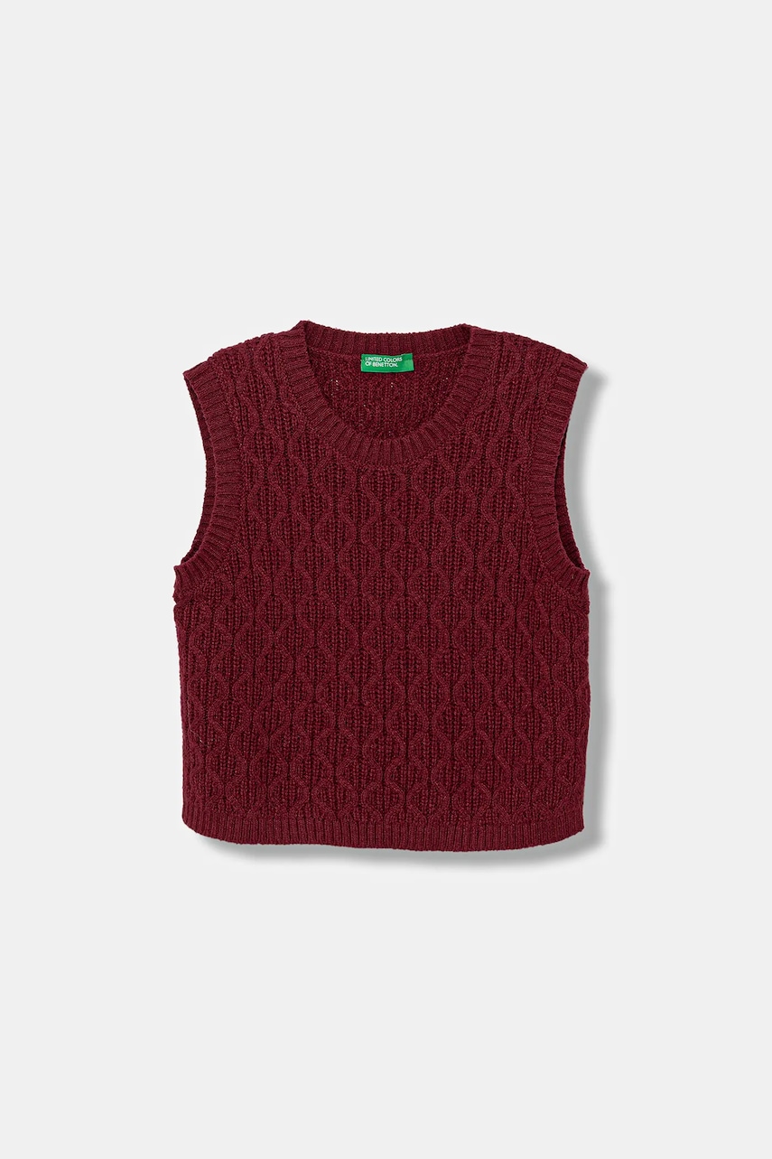United Colors of Benetton vestă copii culoarea bordo, 1D32G1011