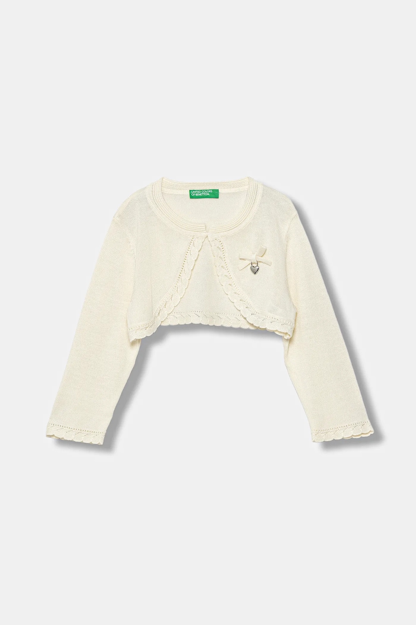 United Colors of Benetton cardigan cu amestec de lână pentru copii culoarea bej, light, 1J1CG500Q
