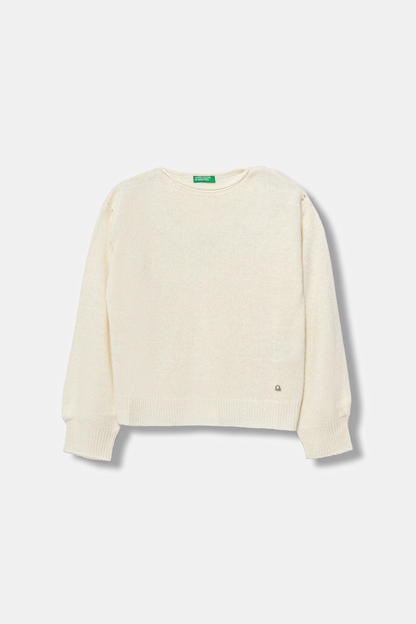 United Colors of Benetton pulover de lână pentru copii culoarea bej, light, 126WC108Q