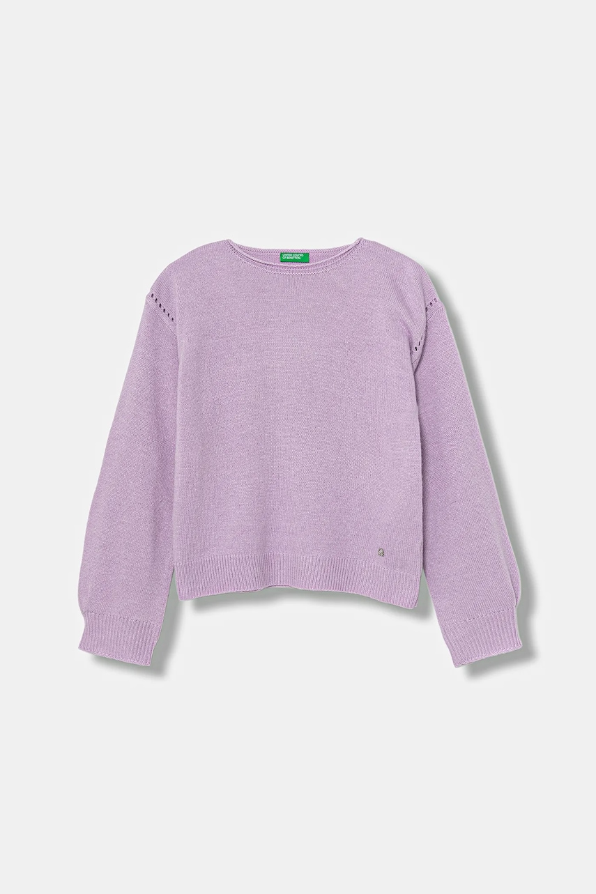 United Colors of Benetton pulover de lână pentru copii culoarea violet, light, 126WC108Q