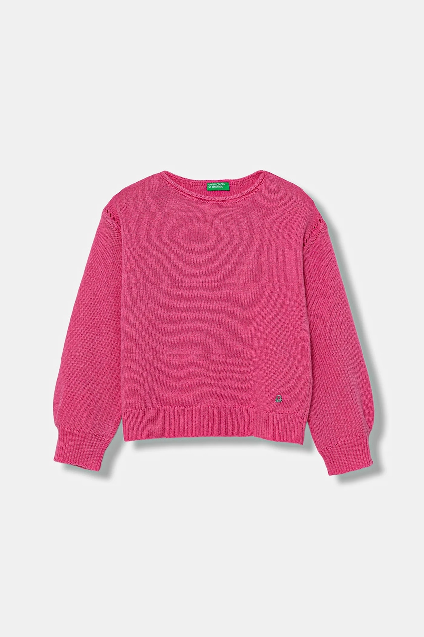 United Colors of Benetton pulover de lână pentru copii culoarea roz, light, 126WC108Q