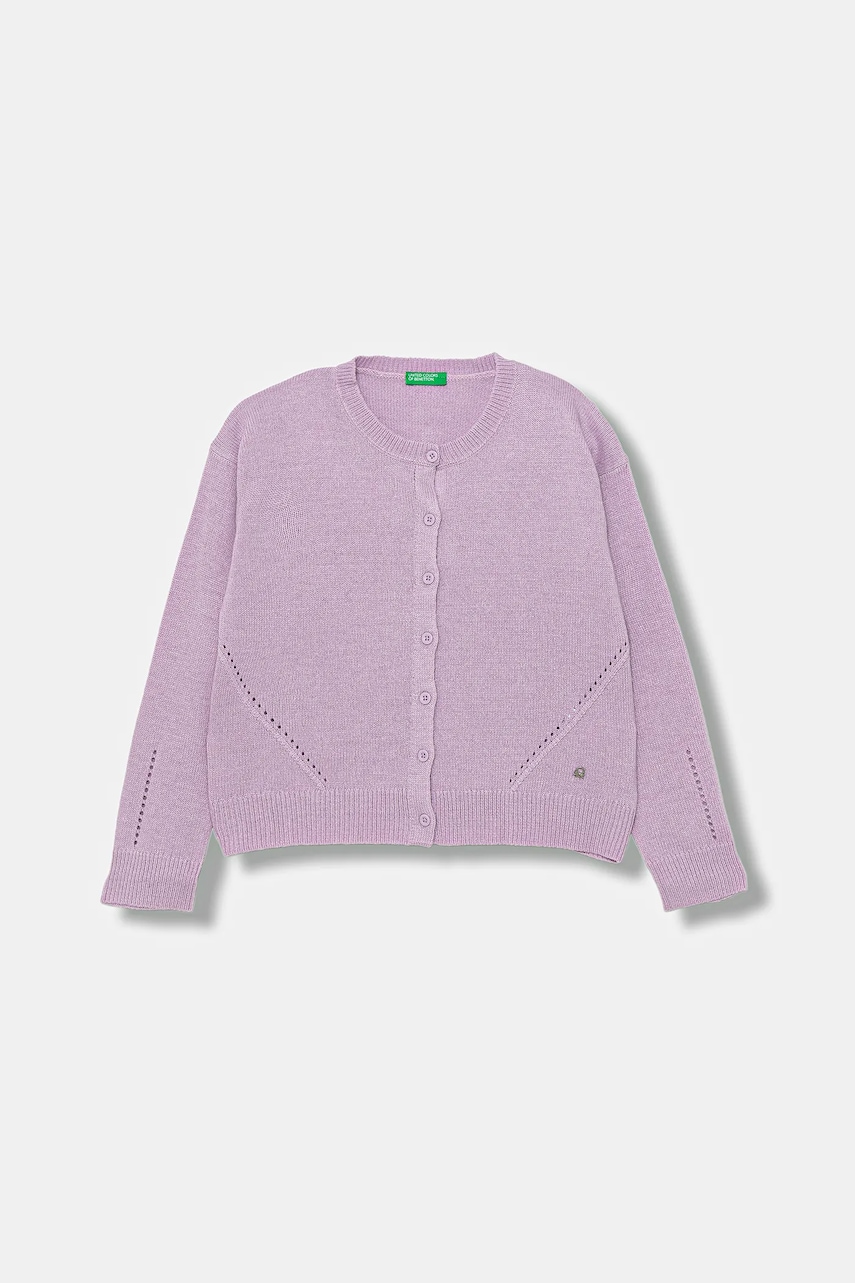 United Colors of Benetton cardigan de lână culoarea violet, light, 126WC500X
