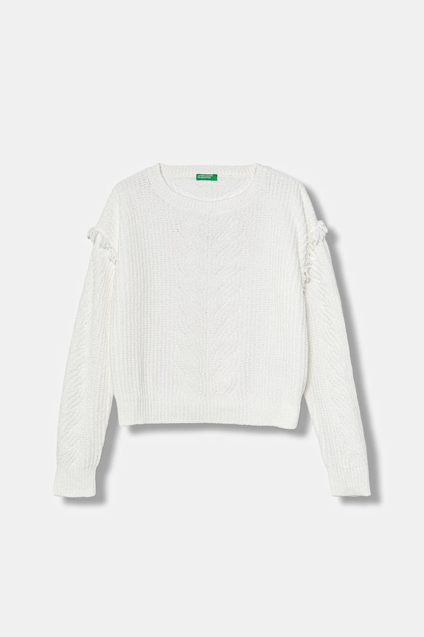 Levně Dětský svetr United Colors of Benetton bílá barva, 13HHC108W