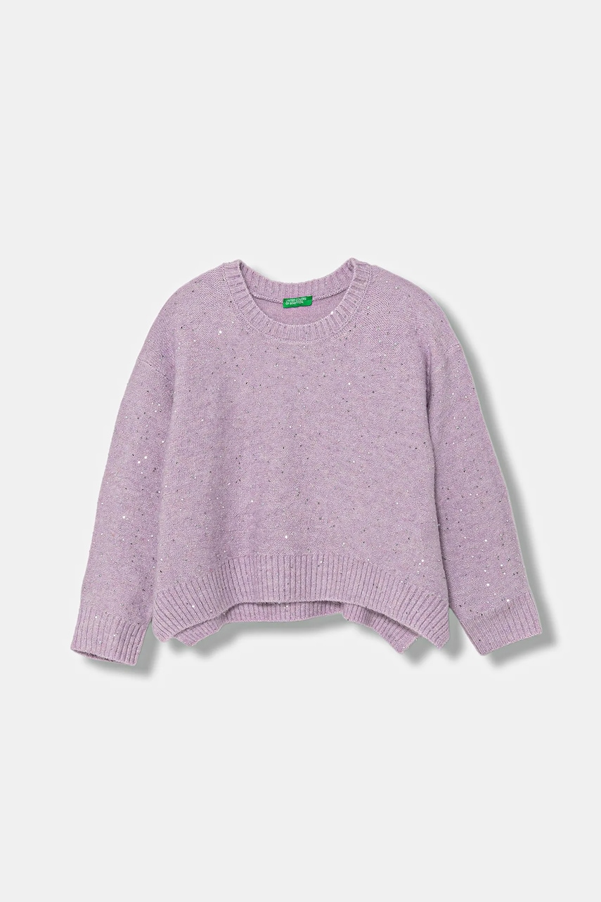 United Colors of Benetton pulover pentru copii din amestec de lână culoarea violet, 1VPUC108V