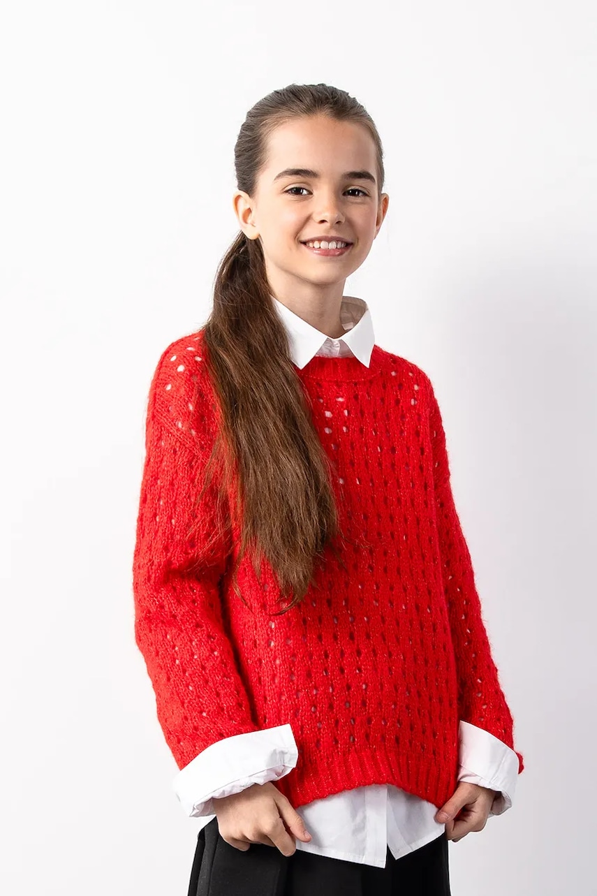 Levně Dětský svetr Coccodrillo červená barva, FABOLOUS GIRL JUNIOR