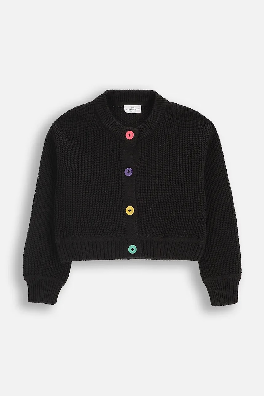 Coccodrillo cardigan copii culoarea negru, RAVE GIRL KIDS