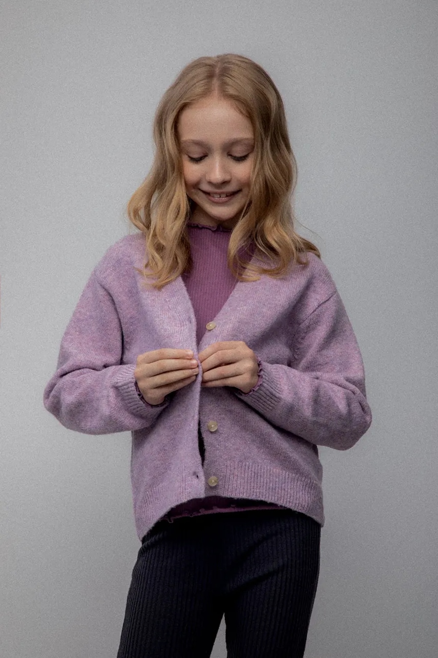 Coccodrillo cardigan copii culoarea gri, light, WINTER COSY GRIL JUNIOR