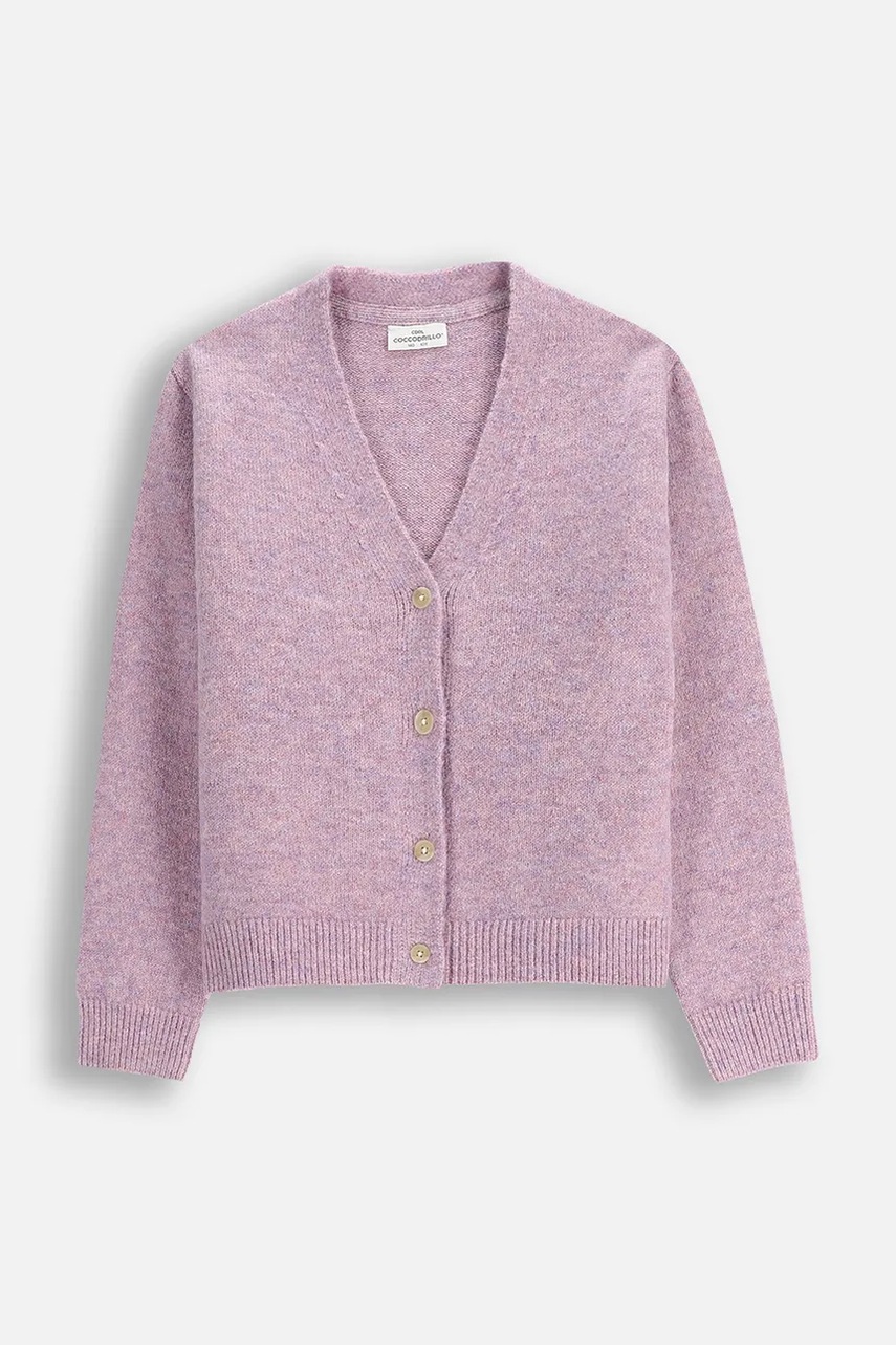 Детский кардиган Coccodrillo цвет серый лёгкий WINTER COSY GRIL JUNIOR