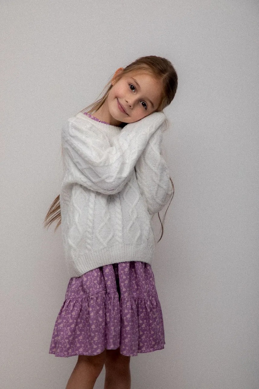 Coccodrillo pulover pentru copii din amestec de lână culoarea bej, WINTER COSY GRIL KIDS