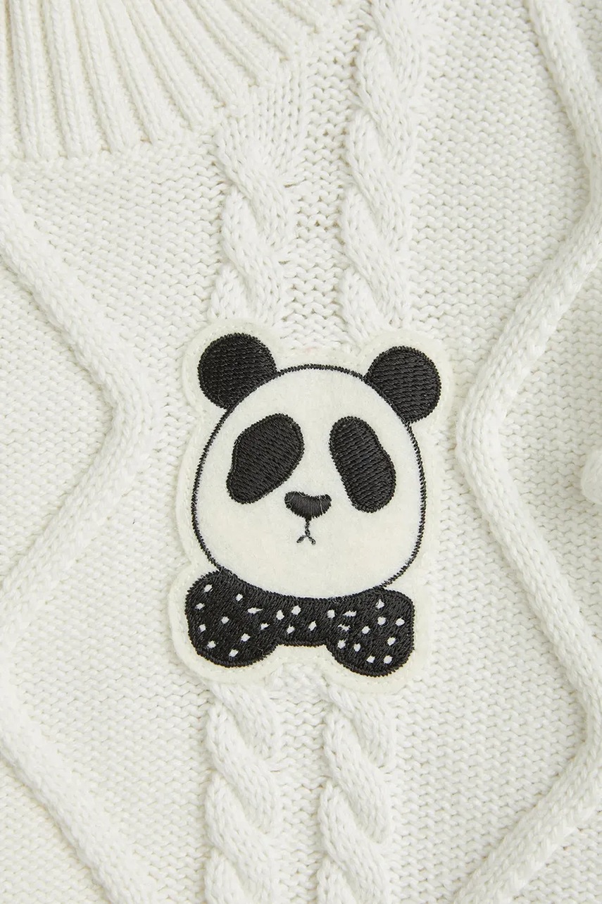 Mini Rodini gyerek pulóver Panda fehér, 2562012011 termék 2. képe